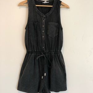 Loveriche washed black button up romper size M